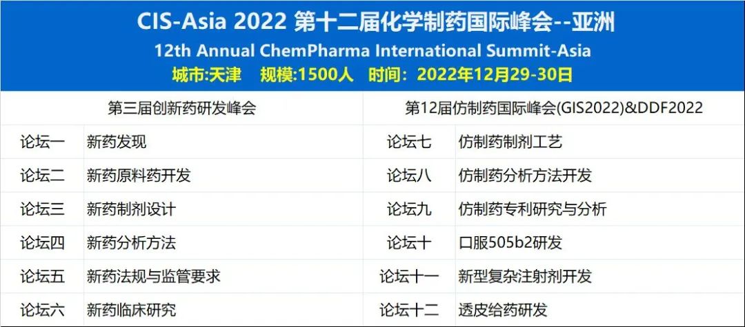 【12月天津相聚】CIS-Asia2022|第十二屆化學(xué)制藥國(guó)際峰會(huì)-亞洲-肽度TIMEDOO